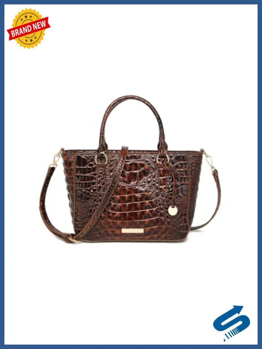Croc Embossed Leather Tote Satchel Handbag Women Crossbody Work Bag